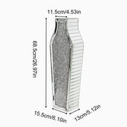 Sparkling Crushed Diamond Mirrored Floor Vase Tall Silver Glass Fake Flower Vase V767-JJ-XM1719