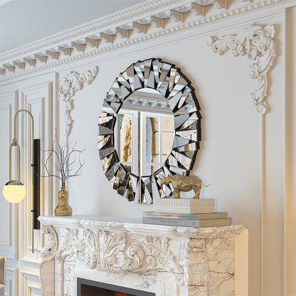 Silver Sunburst Round Wall Mirror V767-JJ-XM768-V1