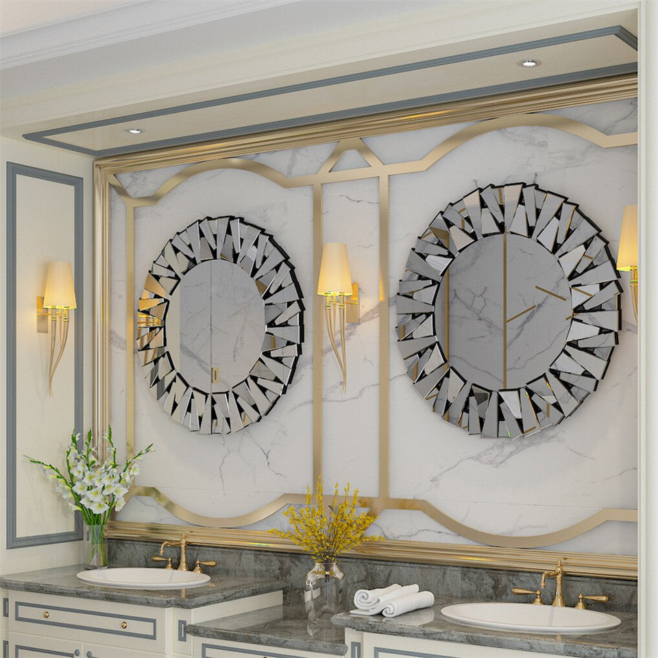 Silver Sunburst Round Wall Mirror V767-JJ-XM768-V1