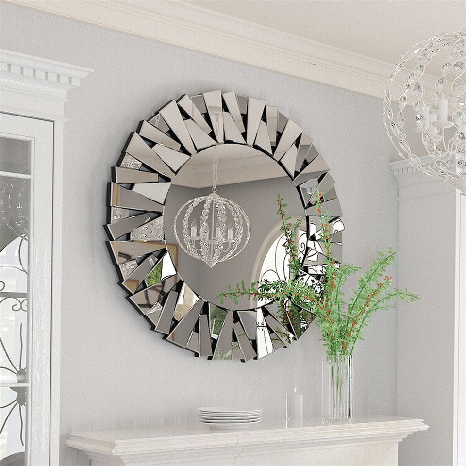 Silver Sunburst Round Wall Mirror V767-JJ-XM768-V1
