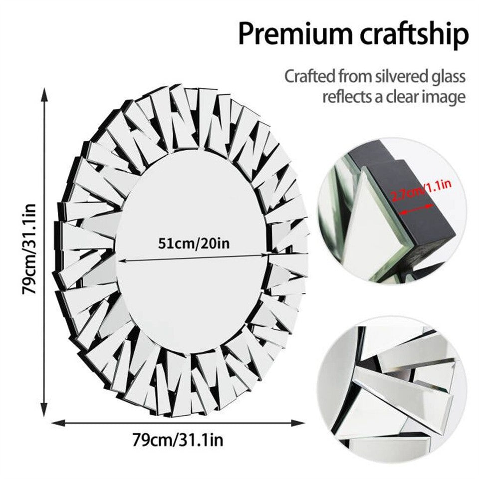 Silver Sunburst Round Wall Mirror V767-JJ-XM768-V1