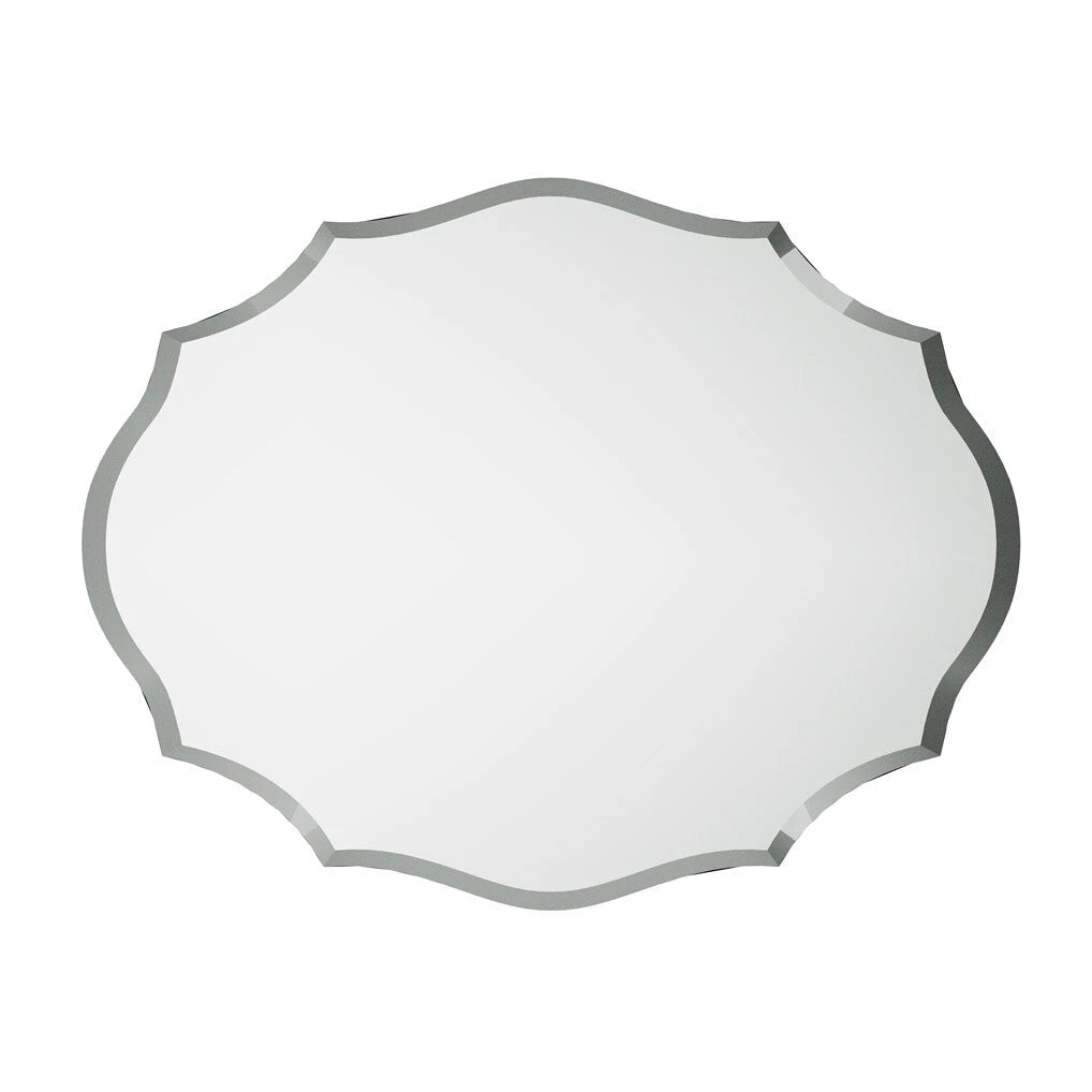 Beveled Silver Oval Wall Mirror Versatile Frameless Design for Vertical or Horizontal Display V767-JJ-XM774-M-V1