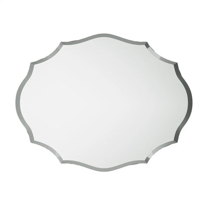 Beveled Silver Oval Wall Mirror Versatile Frameless Design for Vertical or Horizontal Display V767-JJ-XM774-M-V1