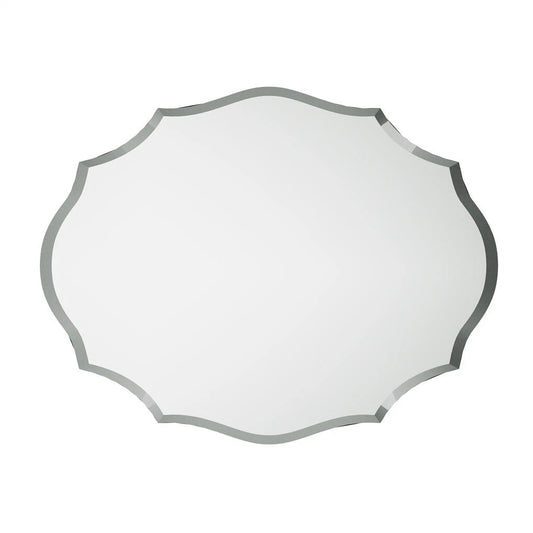 Beveled Silver Oval Wall Mirror Versatile Frameless Design for Vertical or Horizontal Display V767-JJ-XM774-M-V1