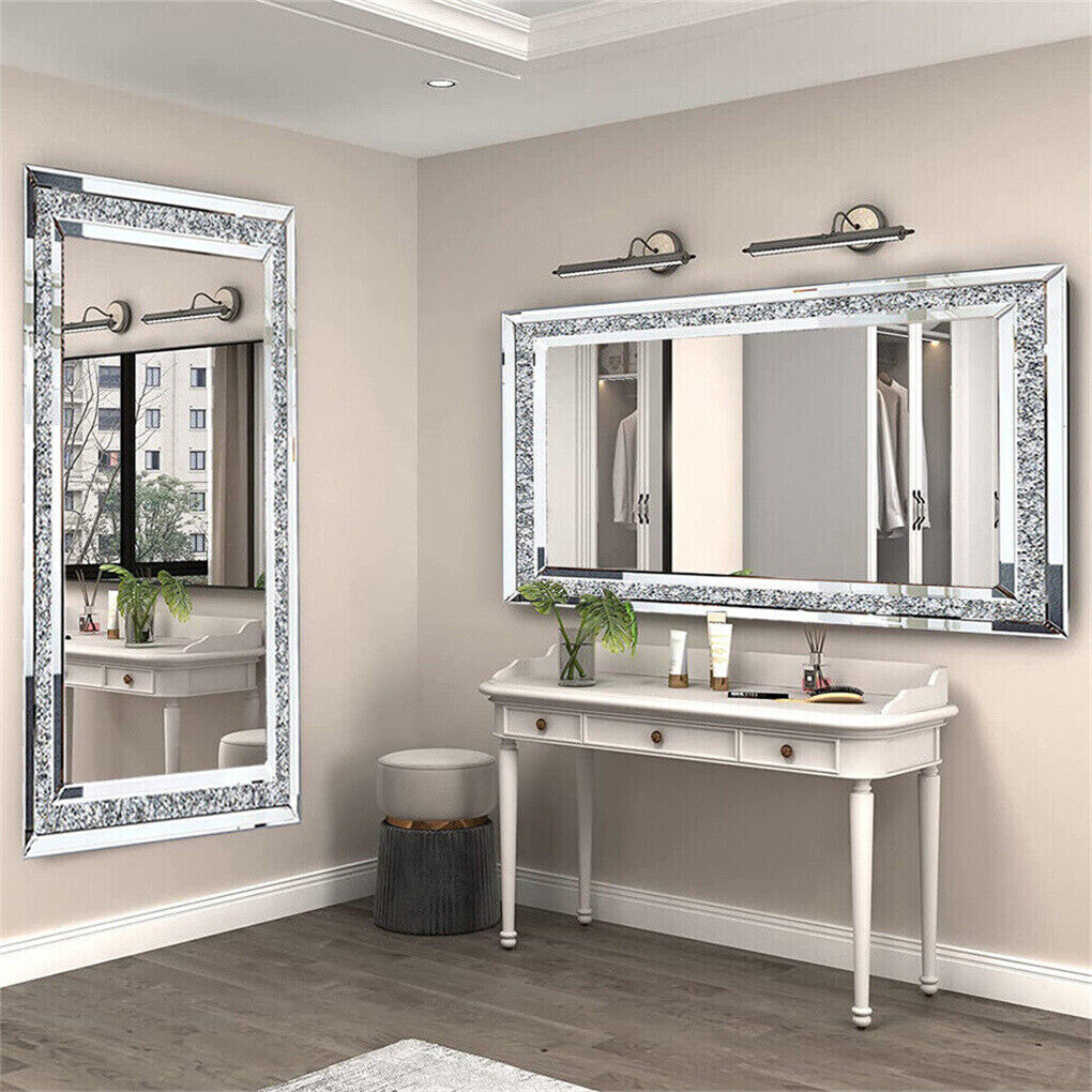 Xxxl Large Gorgeous Diamond Wall Mirror Crushed Crystal Long Full Length Mirror V767-JJ-XM798-G1