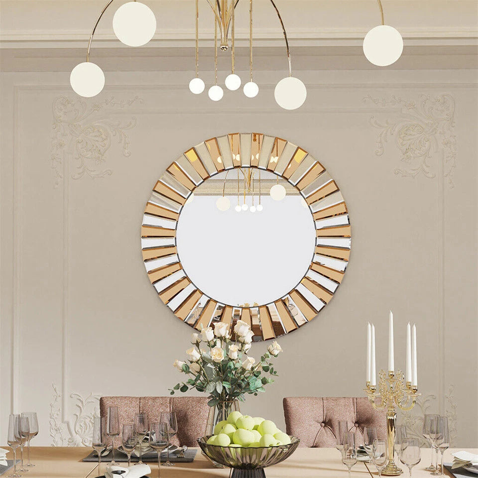 Radiant Sunburst Mirror: Elegant Wall Mounted Decor for Your Living Space Size 80x80cm V767-JJ-XM962-L-V1