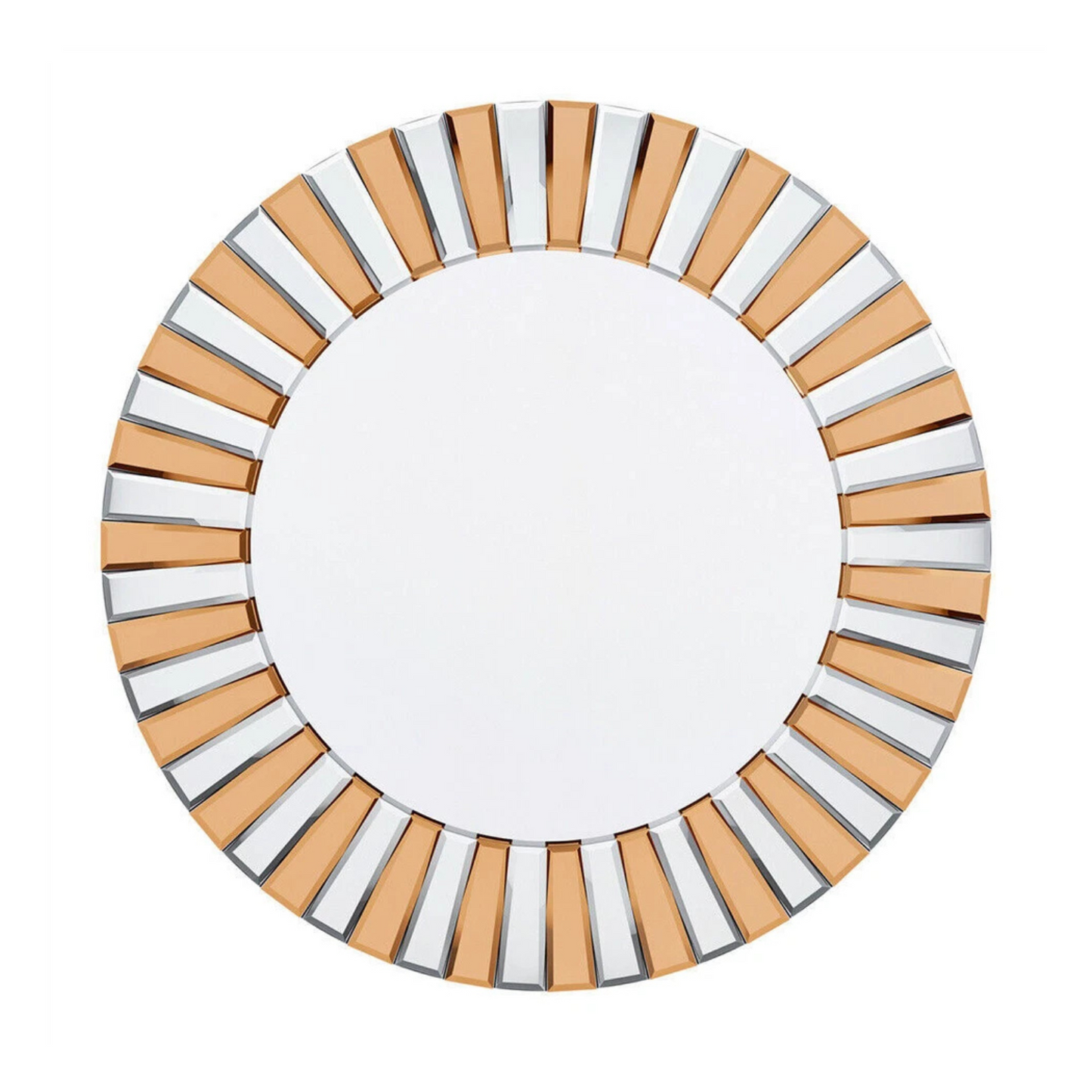 P&P Silver and Tawny Round Sunburst Mirror with Beveled Glass, Decorative Wall Accent V767-JJ-XM962-M-V1