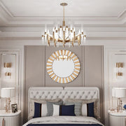 P&P Silver and Tawny Round Sunburst Mirror with Beveled Glass, Decorative Wall Accent V767-JJ-XM962-M-V1