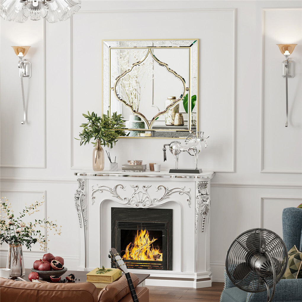 High-grade Unique Decorative Accent Mirror Elegant Square Wall Silver HD Mirror V767-JJ-XM963-60CM