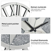 Sparkle Twinkle Crystal Diamond Wall Clock Silver Mirror Wall Decor Big Clocks V767-JJ-XM967