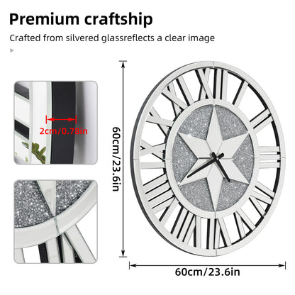 Sparkle Twinkle Crystal Diamond Wall Clock Silver Mirror Wall Decor Big Clocks V767-JJ-XM967