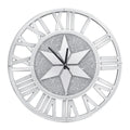 Sparkle Twinkle Crystal Diamond Wall Clock Silver Mirror Wall Decor Big Clocks V767-JJ-XM967