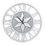 Sparkle Twinkle Crystal Diamond Wall Clock Silver Mirror Wall Decor Big Clocks V767-JJ-XM967