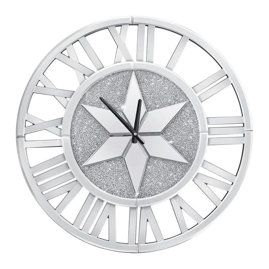 Sparkle Twinkle Crystal Diamond Wall Clock Silver Mirror Wall Decor Big Clocks V767-JJ-XM967
