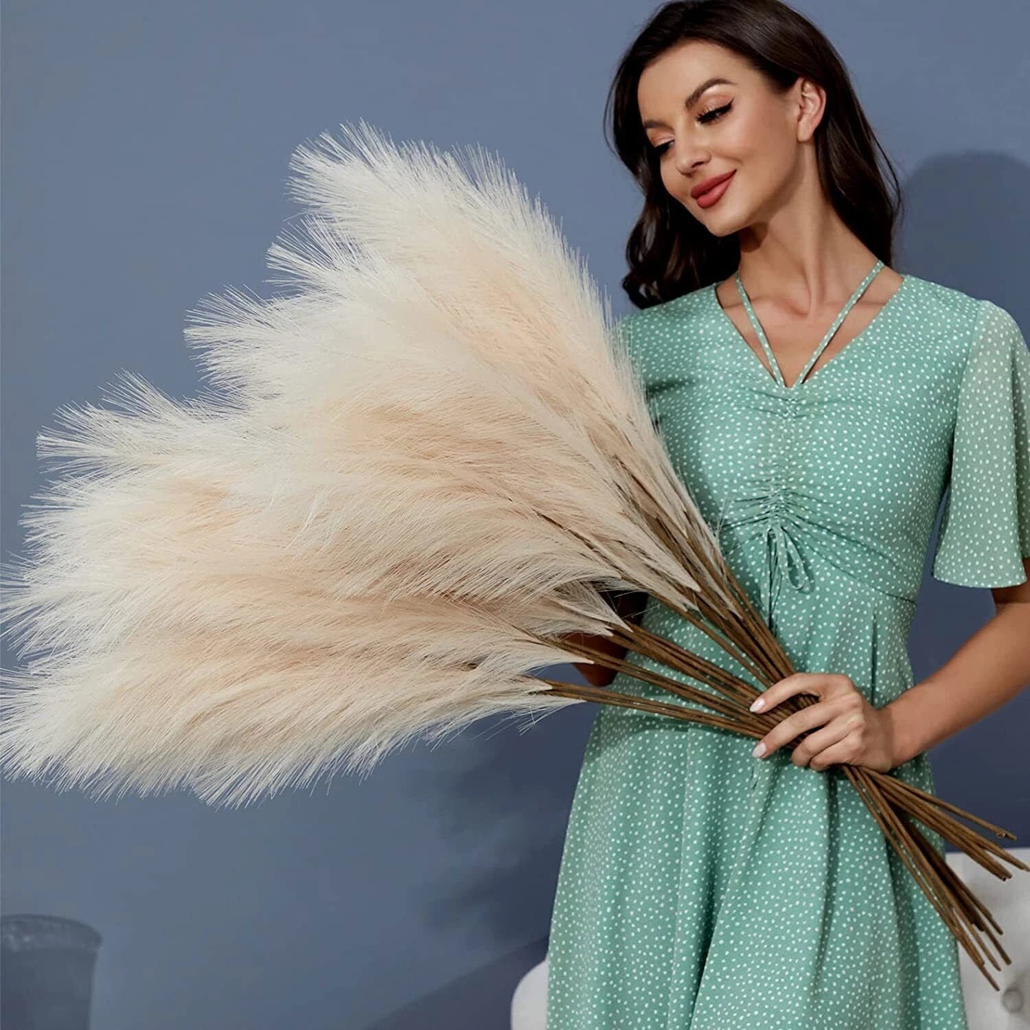110CM Artificial Pampas Grass Large Tall Fluffy Faux Bulrush Reed Grass Bunch for Home Wedding Boho Decor V767-JJ-XR631-BG