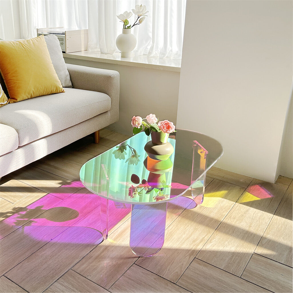 Gorgeous Iridescent Acrylic Side Table Cool Rainbow Coffee Table Home Art Decor V767-JJ-XT1268-G2