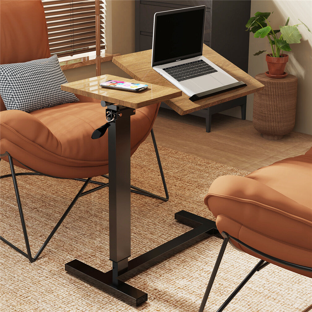 Premium height Adjustable Overbed Bedside Table With Wheels Solid Tilt Tray Table V767-JJ-XT1336
