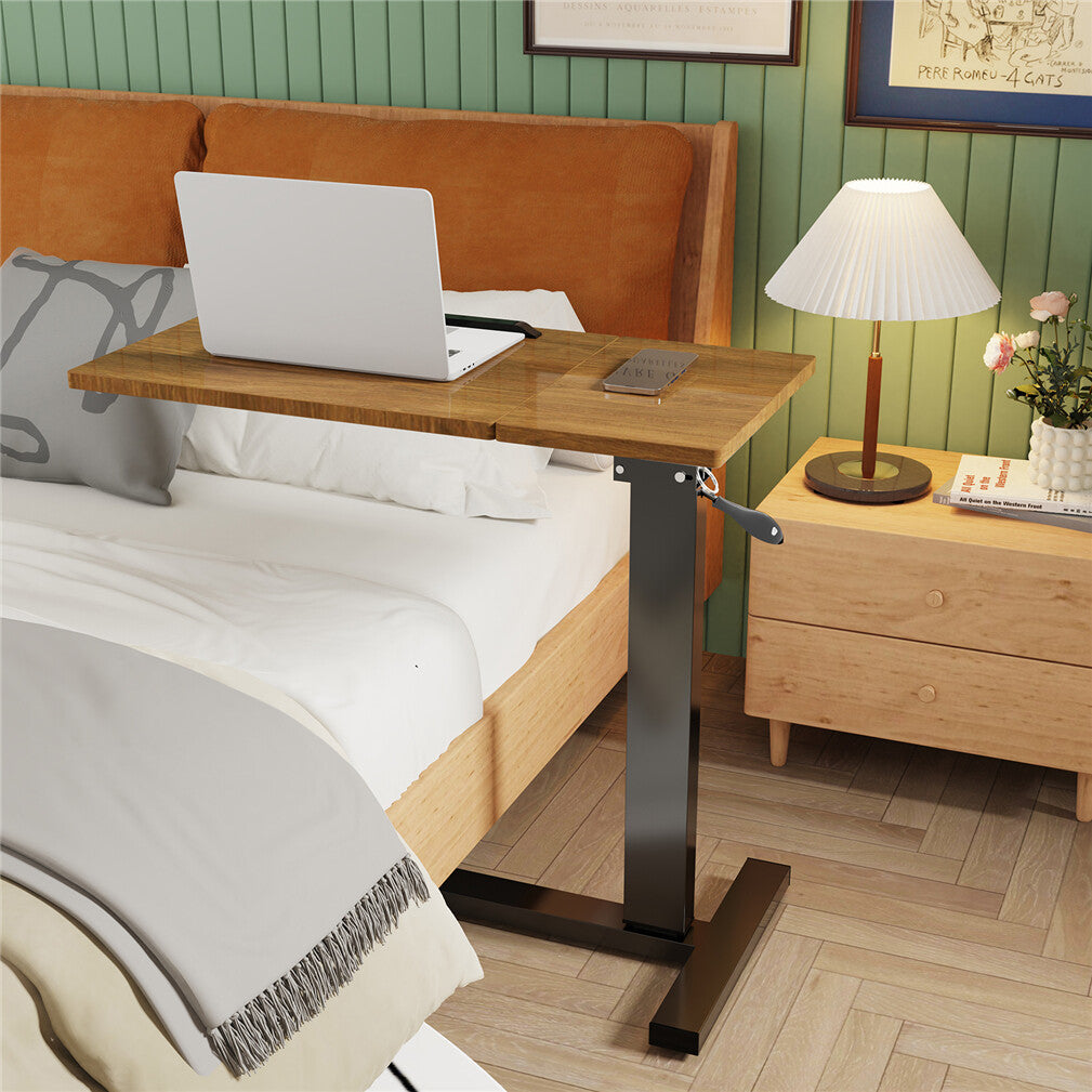 Premium height Adjustable Overbed Bedside Table With Wheels Solid Tilt Tray Table V767-JJ-XT1336