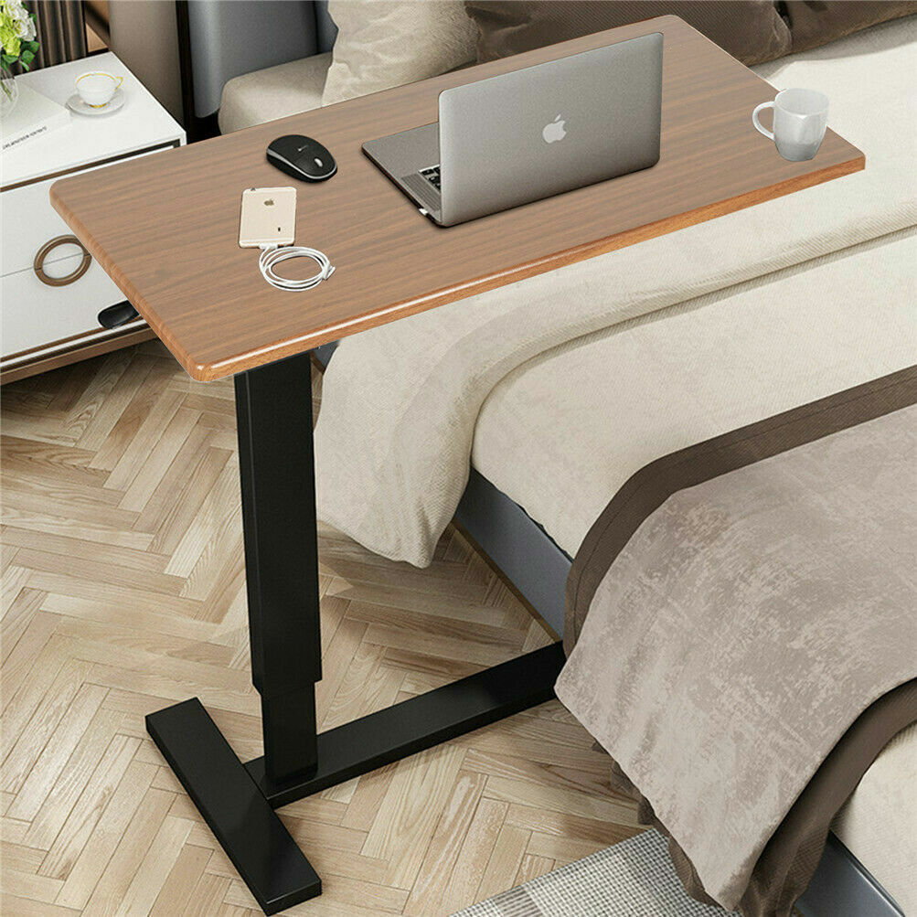 Non Tilt Top Overbed Bedside Table with Auto-Touch Adjustable Height Wheels V767-JJ-XT186