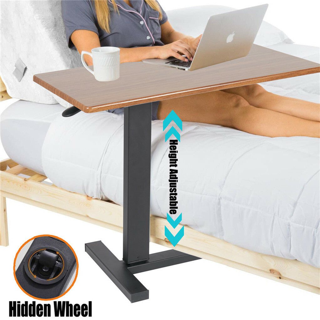 Non Tilt Top Overbed Bedside Table with Auto-Touch Adjustable Height Wheels V767-JJ-XT186
