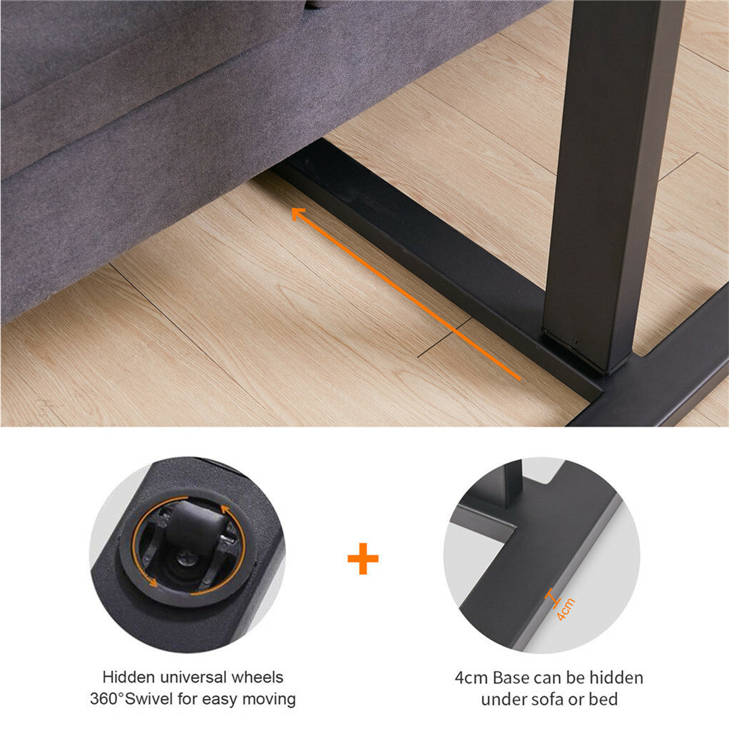 Non Tilt Top Overbed Bedside Table with Auto-Touch Adjustable Height Wheels V767-JJ-XT186