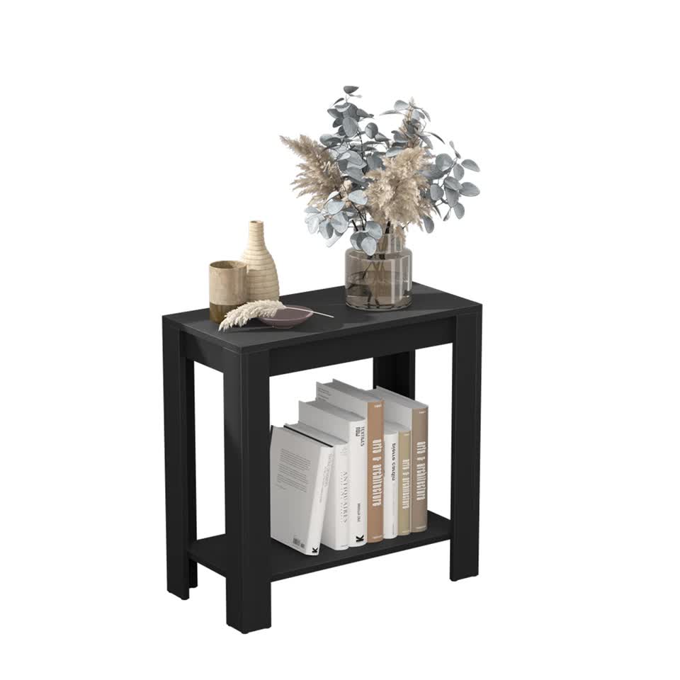 Rustic 2 Tier Side Table Open Accent Table Bedside Storage Slim Coffee End Table V767-JJ-XT411-G1
