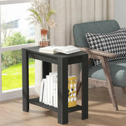 Rustic 2 Tier Side Table Open Accent Table Bedside Storage Slim Coffee End Table V767-JJ-XT411-G1