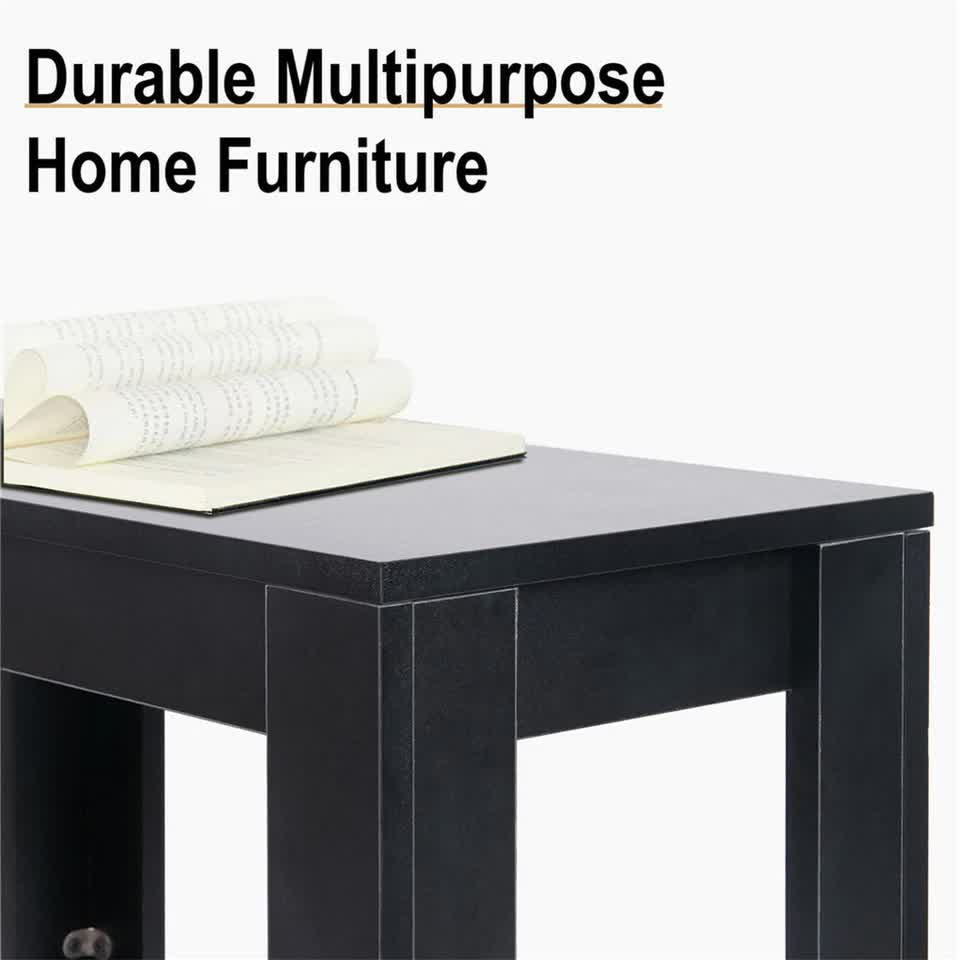 Rustic 2 Tier Side Table Open Accent Table Bedside Storage Slim Coffee End Table V767-JJ-XT411-G1