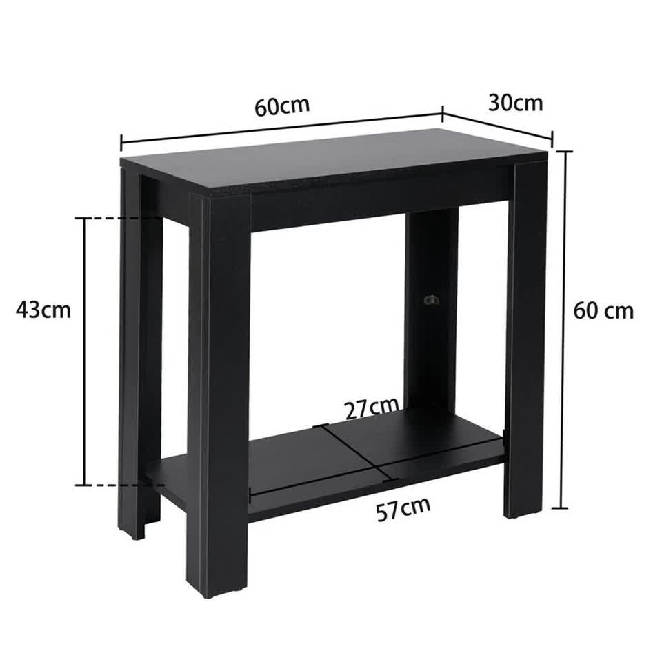Rustic 2 Tier Side Table Open Accent Table Bedside Storage Slim Coffee End Table V767-JJ-XT411-G1