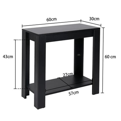 Rustic 2 Tier Side Table Open Accent Table Bedside Storage Slim Coffee End Table V767-JJ-XT411-G1