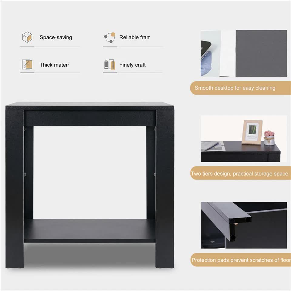 Rustic 2 Tier Side Table Open Accent Table Bedside Storage Slim Coffee End Table V767-JJ-XT411-G1