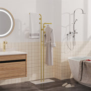 Double Pole Metal Coat Rack with Marble Base - Free Standing Clothes and Hat Stand AU V767-JJ-XY1247-G1