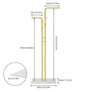 Double Pole Metal Coat Rack with Marble Base - Free Standing Clothes and Hat Stand AU V767-JJ-XY1247-G1