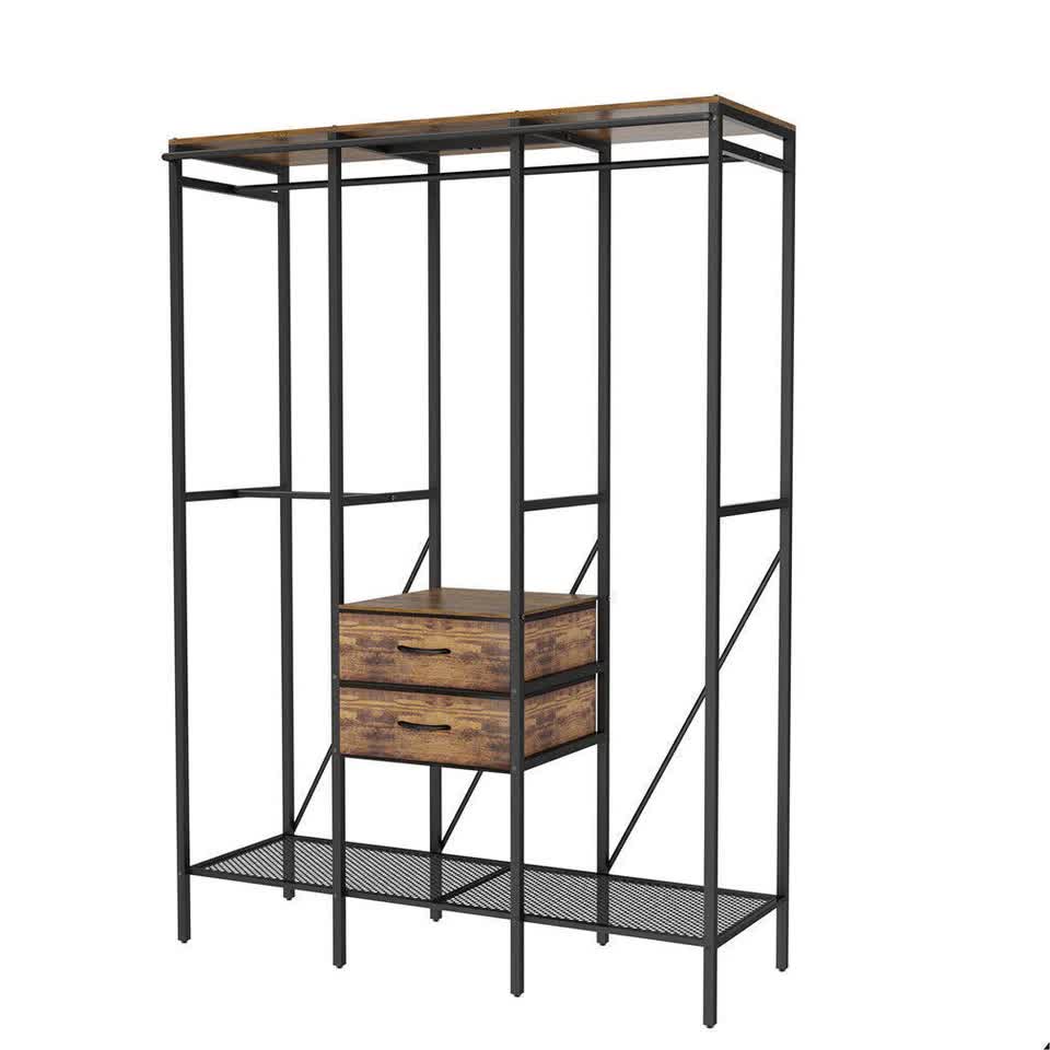 XXXL Large Open Wardrobe Closet - Freestanding Clothes Rail Rack with Curtains (AU) V767-JJ-XY1316-A-V1