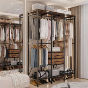 XXXL Large Open Wardrobe Closet - Freestanding Clothes Rail Rack with Curtains (AU) V767-JJ-XY1316-A-V1