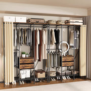 XXXL Large Open Wardrobe Closet - Freestanding Clothes Rail Rack with Curtains (AU) V767-JJ-XY1316-A-V1
