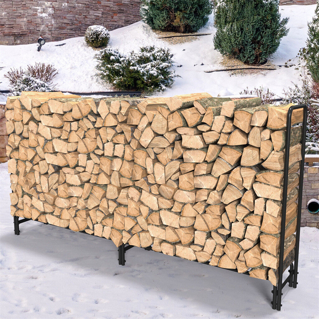 233cm Extra Long Heavy Duty Firewood Log Rack Metal Storage Holder Garden Indoor V767-JJ-XZ112-V1