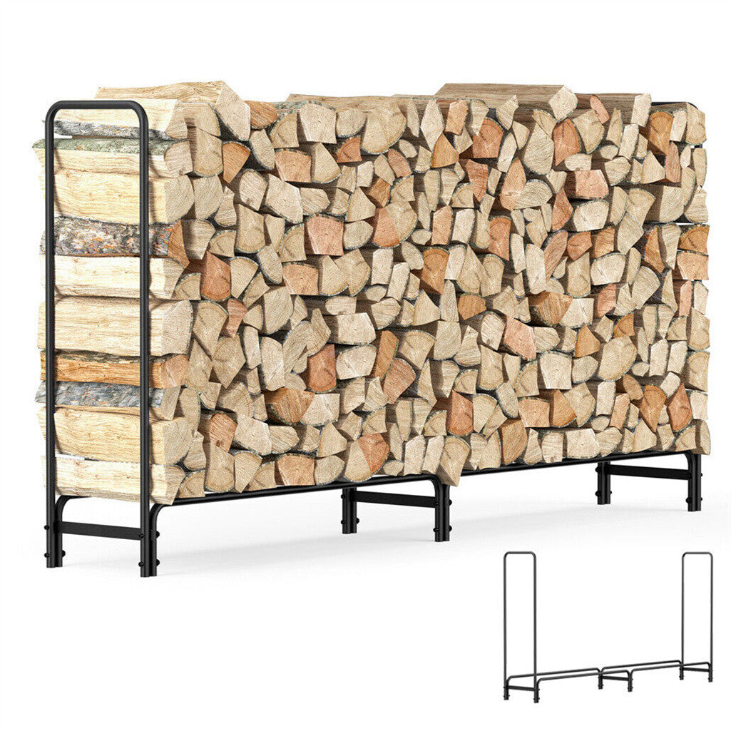 233cm Extra Long Heavy Duty Firewood Log Rack Metal Storage Holder Garden Indoor V767-JJ-XZ112-V1
