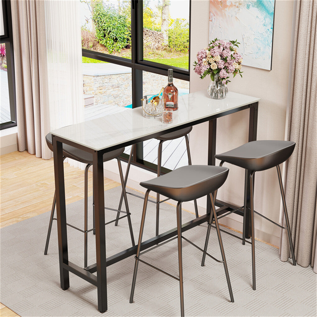 Xxl Marble Kitchen Bar Table Counter Breakfast Dining Table W/ Thicken Metal Leg V767-JJ-XZ1161-BLB-V1