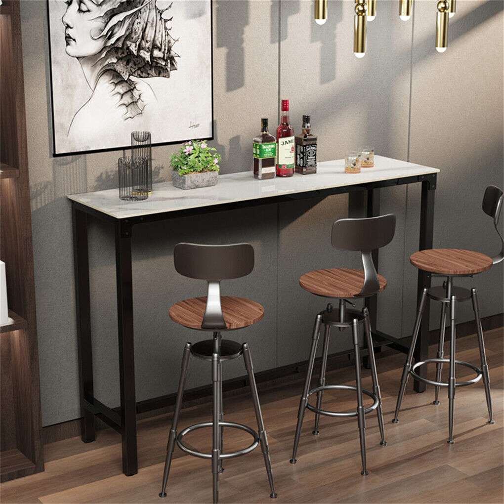 Xxl Marble Kitchen Bar Table Counter Breakfast Dining Table W/ Thicken Metal Leg V767-JJ-XZ1161-BLB-V1