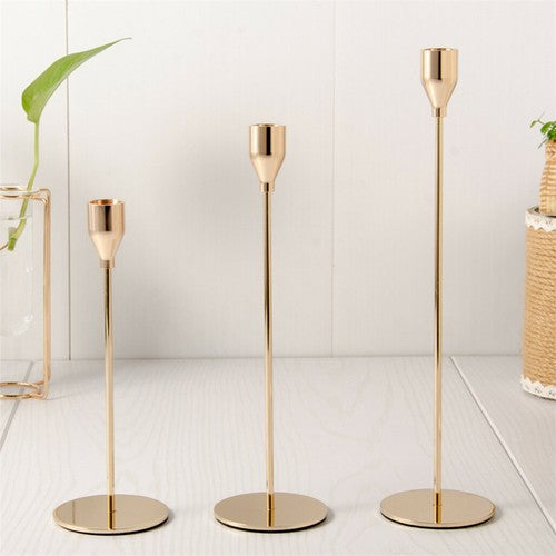 Set of 3 Decorative Candlestick Holder- Gold V767-JJ-XZ121