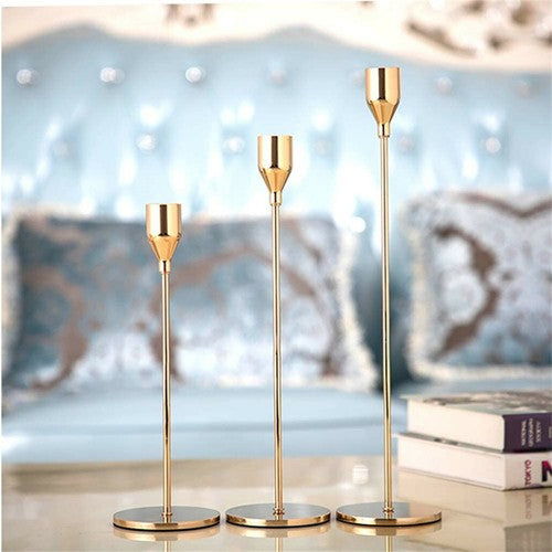Set of 3 Decorative Candlestick Holder- Gold V767-JJ-XZ121