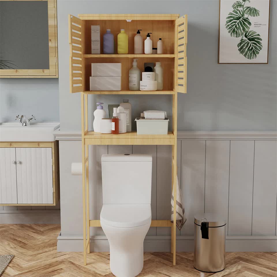 4-Tier Bamboo Bathroom Toilet Storage Rack V767-JJ-XZ1227