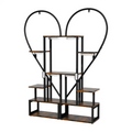 P&P Black & Brown Heart-Shaped Plant Stand with USB Grow Lights for Indoor Plant Display V767-JJ-XZ1241-LD