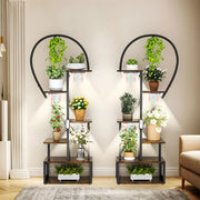 P&P Black & Brown Heart-Shaped Plant Stand with USB Grow Lights for Indoor Plant Display V767-JJ-XZ1241-LD