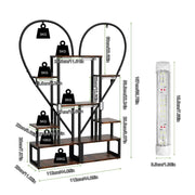 P&P Black & Brown Heart-Shaped Plant Stand with USB Grow Lights for Indoor Plant Display V767-JJ-XZ1241-LD