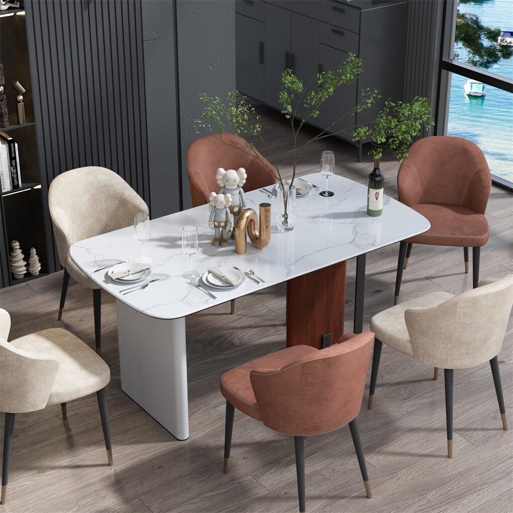 Upscale Marble Dining Table 4-6 Seat Rectangle Kitchen Table Robust Table Bases V767-JJ-XZ1438-BLB-B