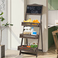 3-Tier A-Frame Wooden Sidewalk Sign Chalkboard With Display Shelf Planter Stand V767-JJ-XZ161