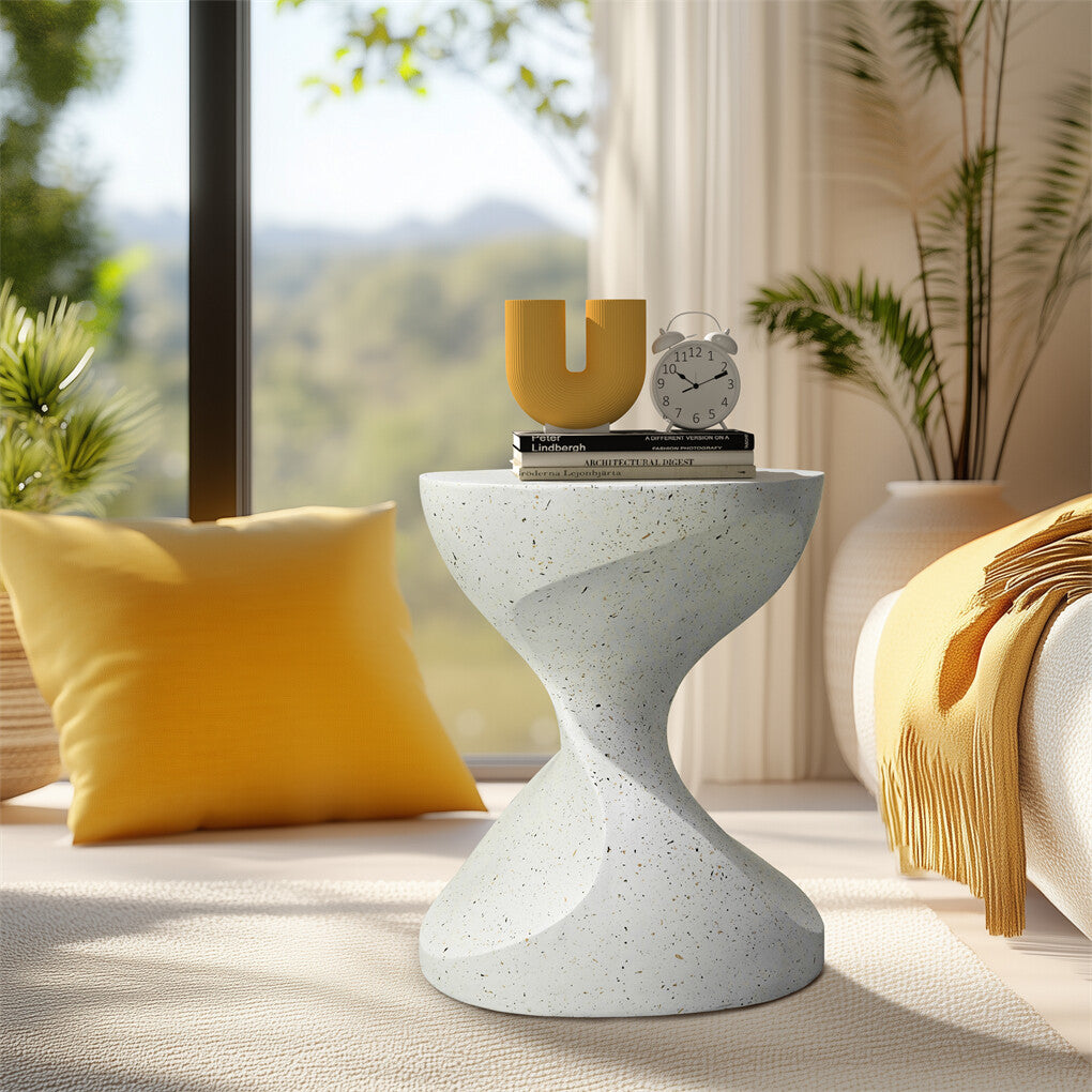 Hourglass Shaped Lightweight Concrete Sofa Side Table Bedside Table Nightstand V767-JJ-XZ1626