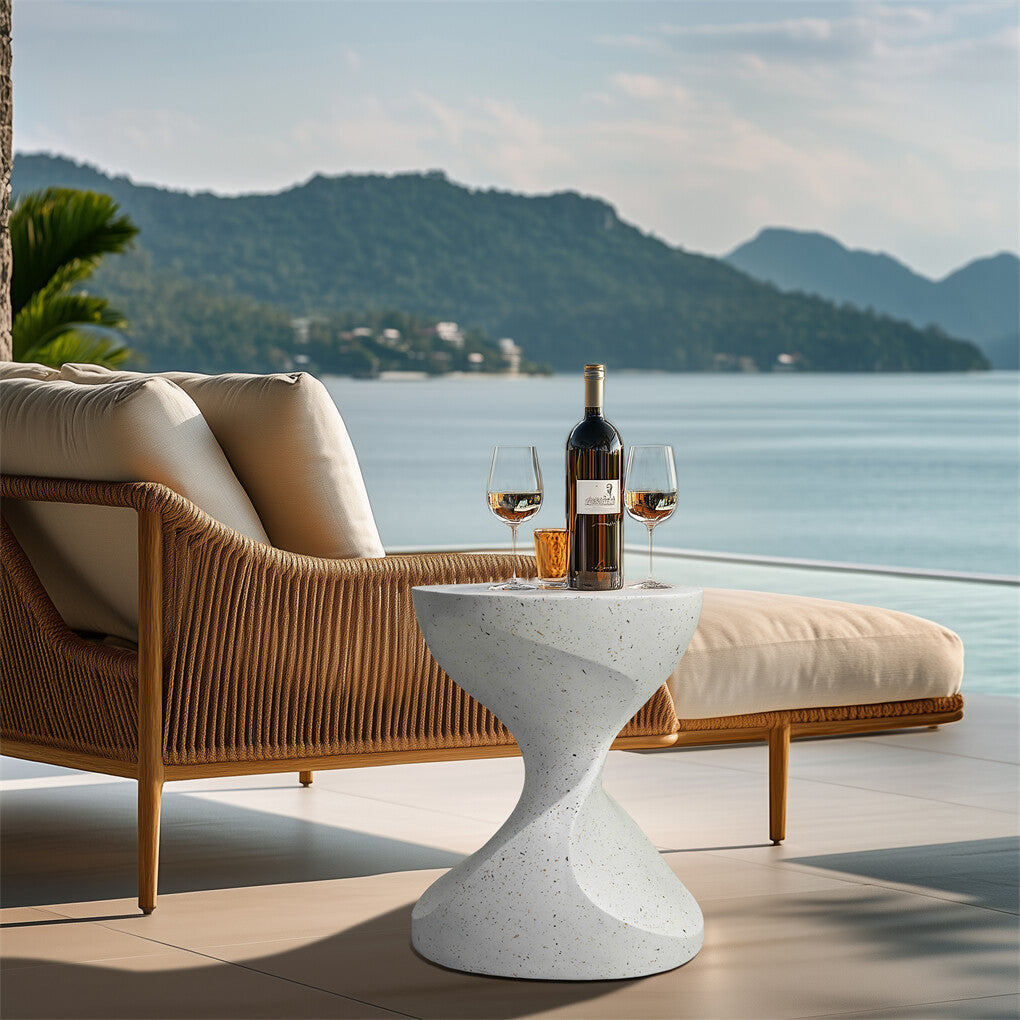 Hourglass Shaped Lightweight Concrete Sofa Side Table Bedside Table Nightstand V767-JJ-XZ1626